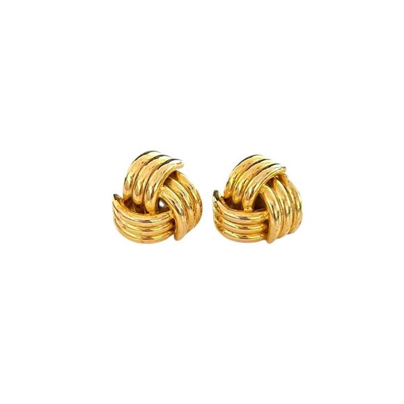 Vintage Gold Knot Post Stud Earrings - Picture 2 of 3